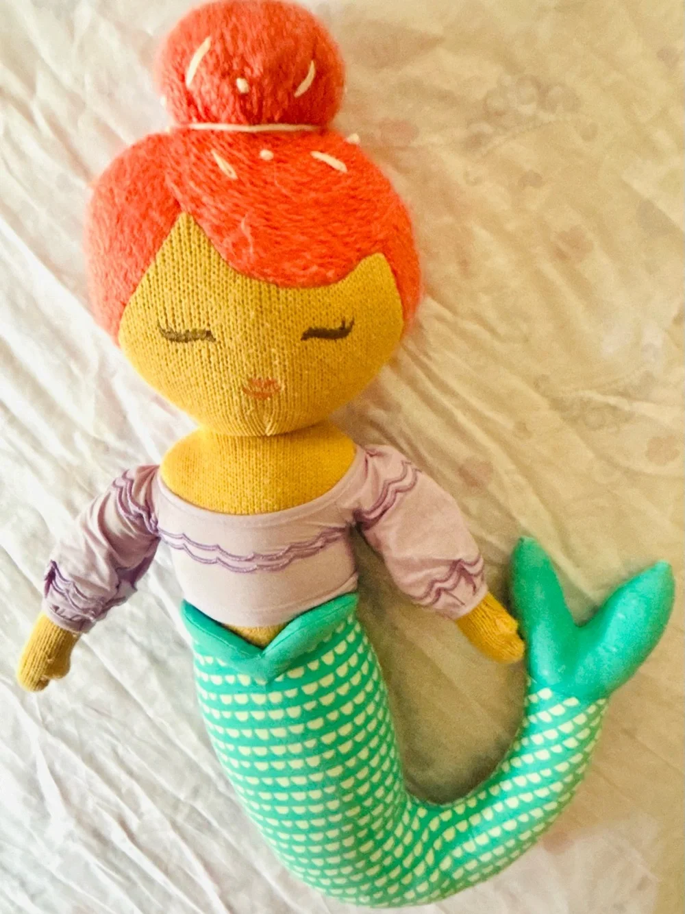 Soft, Plush Mermaid Doll with beautiful detailed stitching